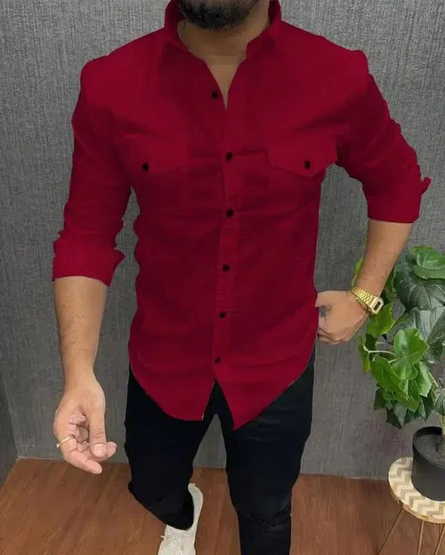 Men Cotton Blend Double Pocket Full Sleeves Shirt Pack of 3